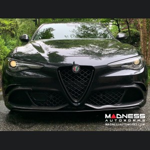 Alfa Romeo Giulia Front V Shield Grill Frame + Emblem Frame Kit - Carbon Fiber - QV Model